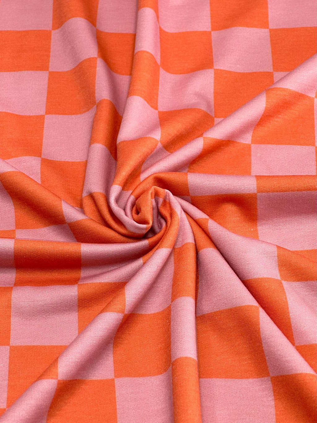 (FRENCH TERRY) ORANGE AND PINK CHECKERED