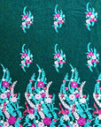 (TULLE) COLORFUL EMBROIDERED FLOWERS ON AQUA