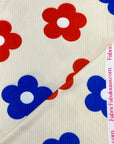 (4X2 YUMMY RIB) RED AND BLUE FLOWERS ON CREAM
