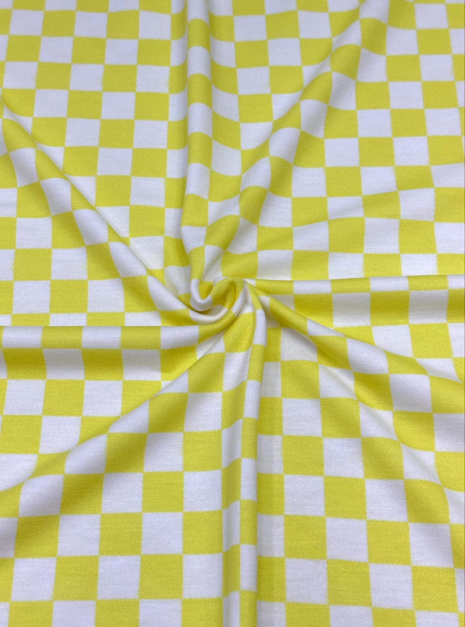 (FRENCH TERRY) YELLOW AND OFF WHITE CHECKERED