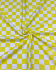 (FRENCH TERRY) YELLOW AND OFF WHITE CHECKERED