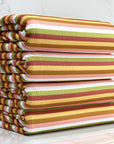 (4X2 RIB) PINK, LIGHT MUSTARD AND GREEN STRIPES
