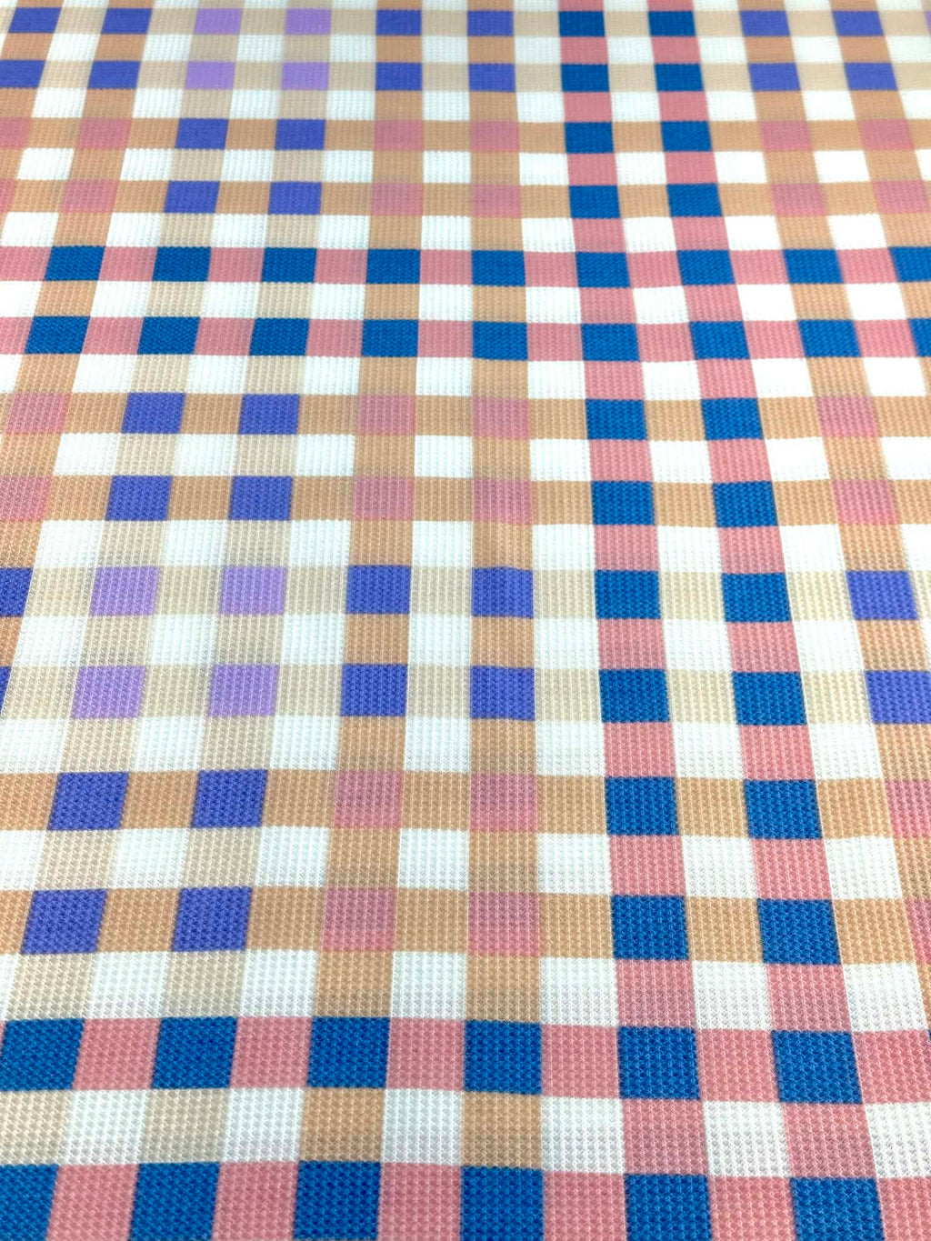 (THERMAL) LILAC, BLUE, PINK, PEACH AND OFF WHITE CHECKERED