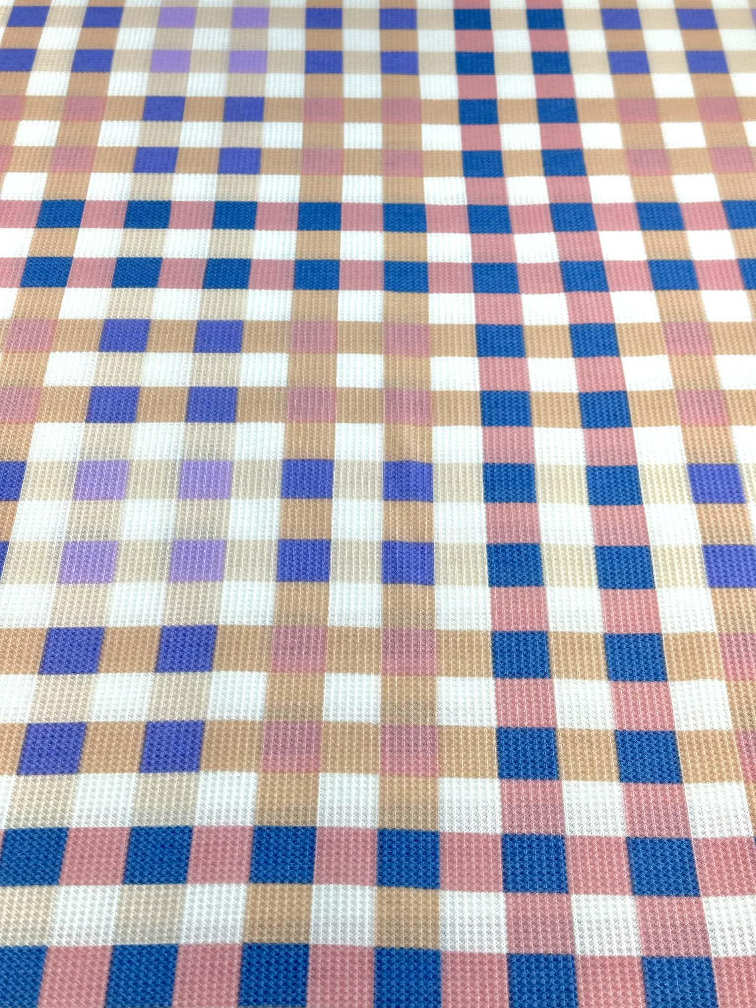 (THERMAL) LILAC, BLUE, PINK, PEACH AND OFF WHITE CHECKERED
