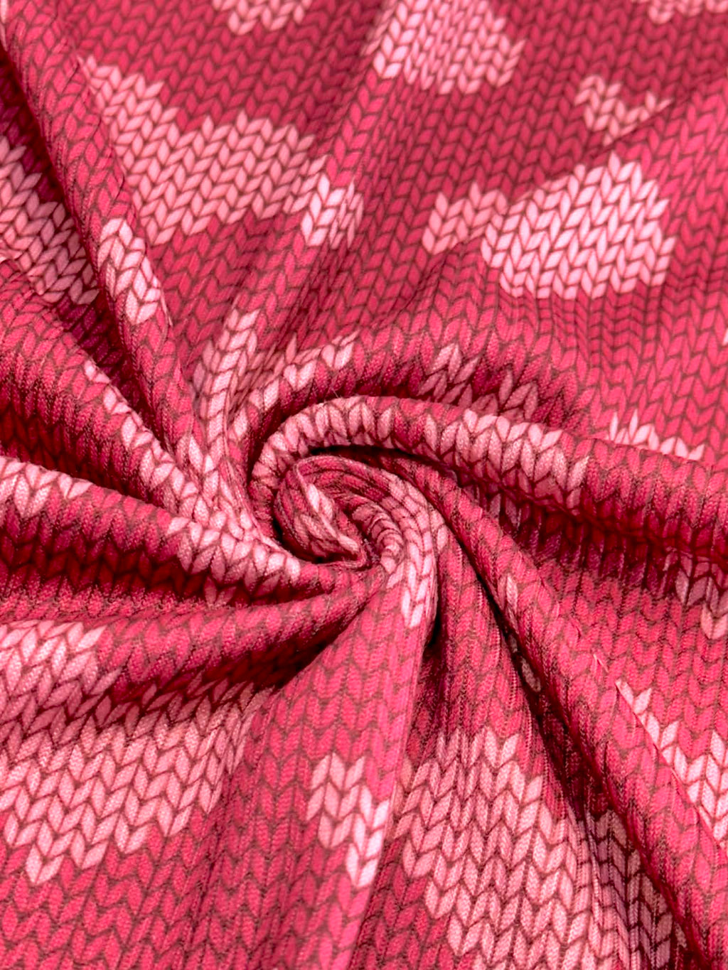 (4X2 YUMMY RIB) PINK KNIT HEARTS ON VINTAGE STRAWBERRY