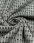 (WAFFLE) BLACK DOTS STRIPE ON CHARCOAL