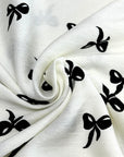 (WOVEN) BLACK BOWS ON OFF WHITE