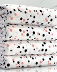 (DBP) PINK AND BLACK POLKA DOTS ON OFF WHITE