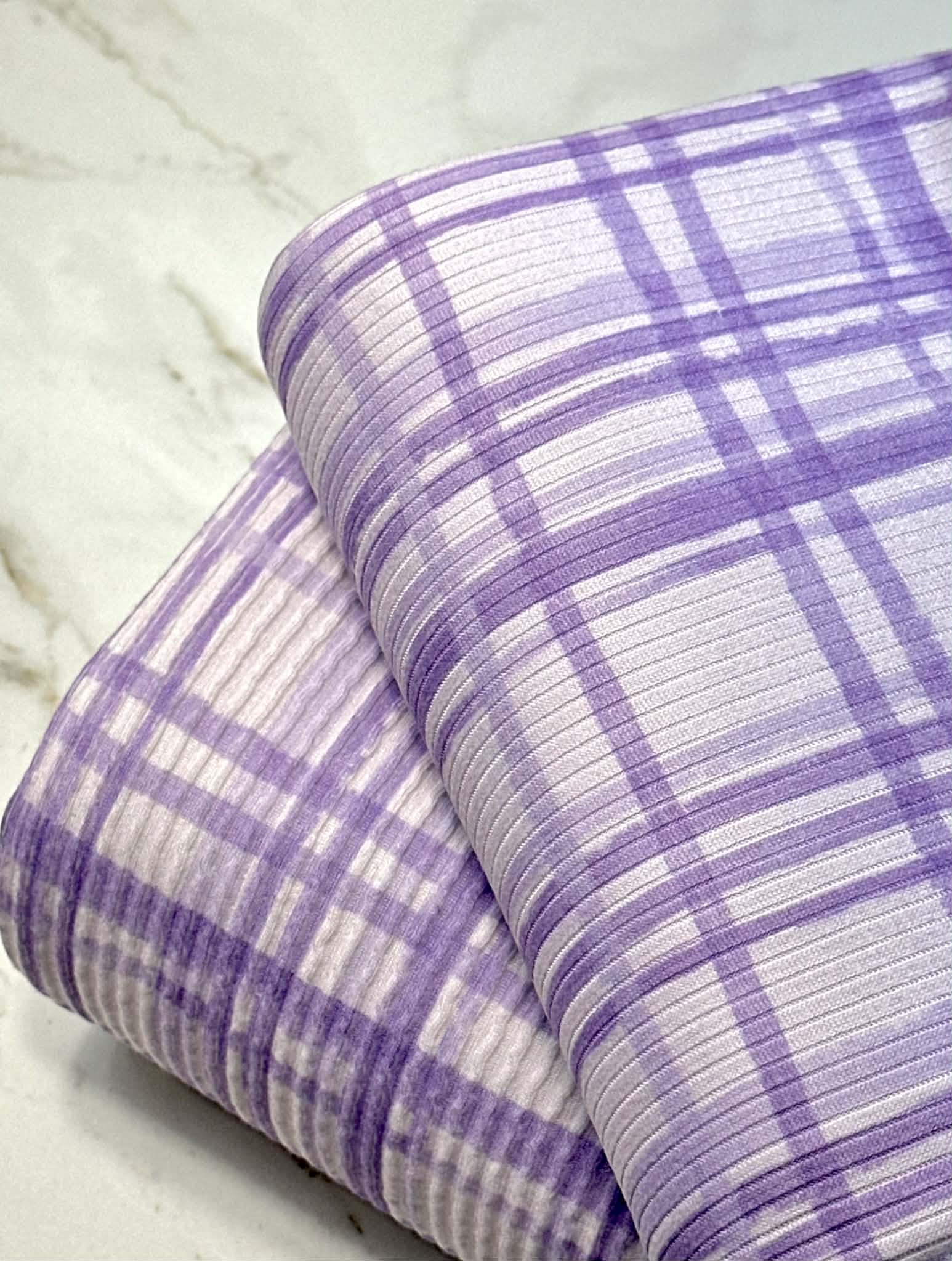 (4X2 YUMMY RIB) LAVENDER PLAID ON LILAC