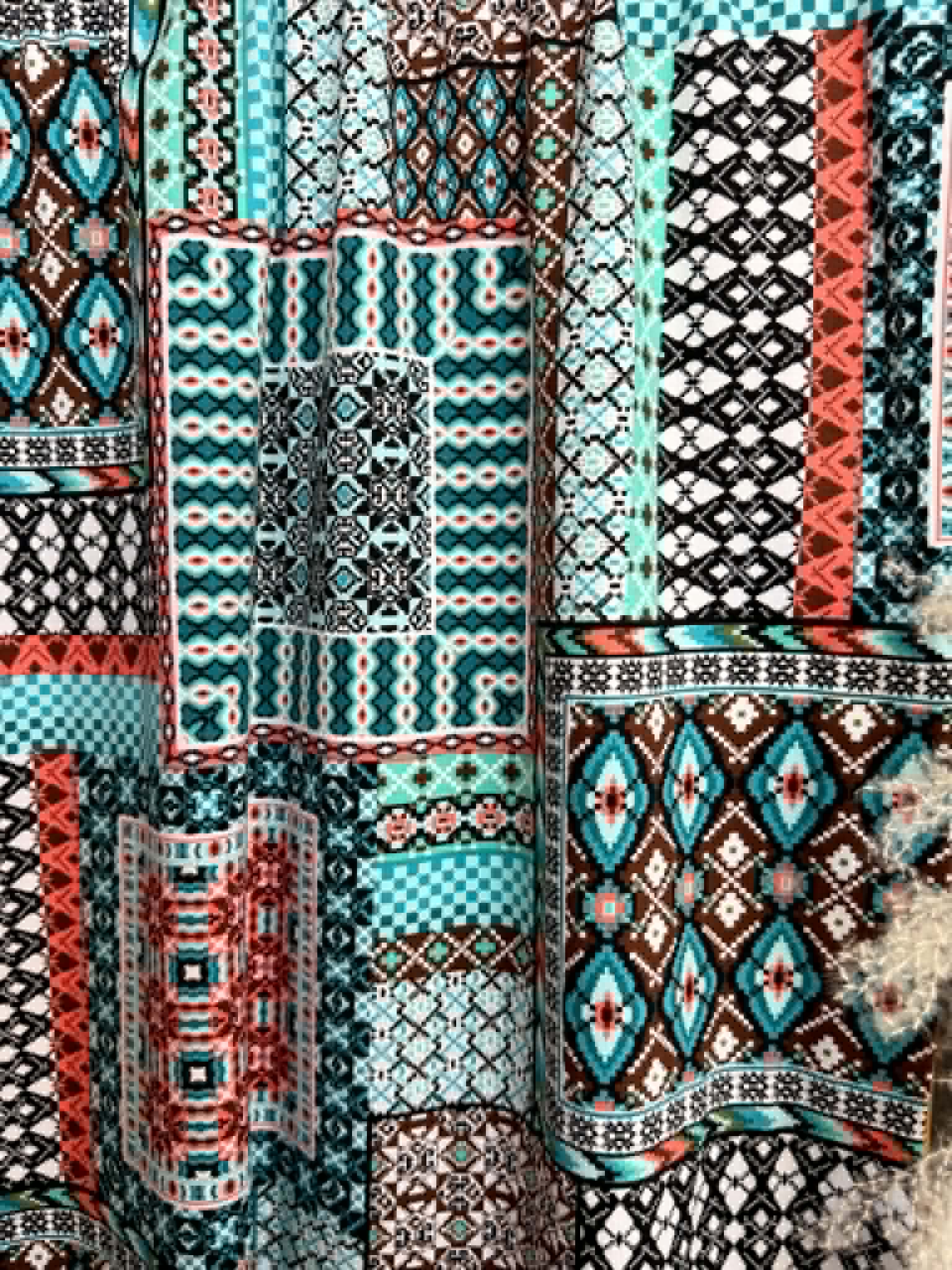 (COTTON JERSEY) TURQUOISE WESTERN BOHO
