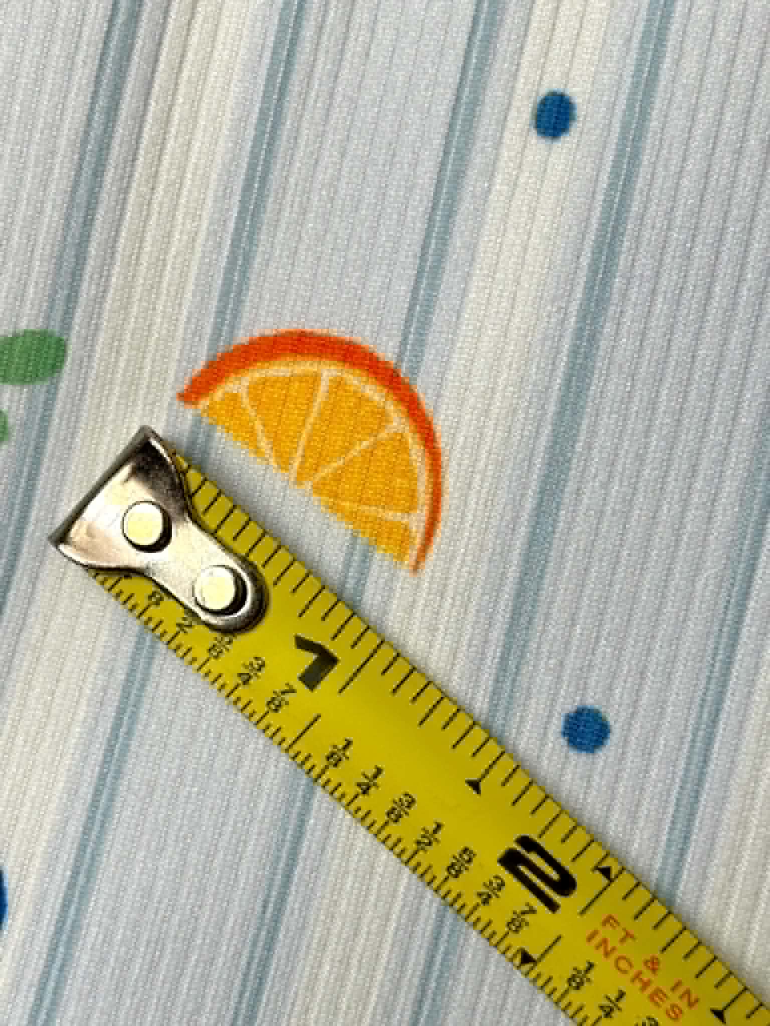 (2X2 YUMMY RIB) BLUE BERRIES, ORANGE SLICES AND WHITE DAISIES ON LIGHT BLUE