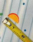 (2X2 YUMMY RIB) BLUE BERRIES, ORANGE SLICES AND WHITE DAISIES ON LIGHT BLUE