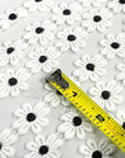 (TRIM) EMBROIDERED WHITE FLOWERS WITH CHARCOAL