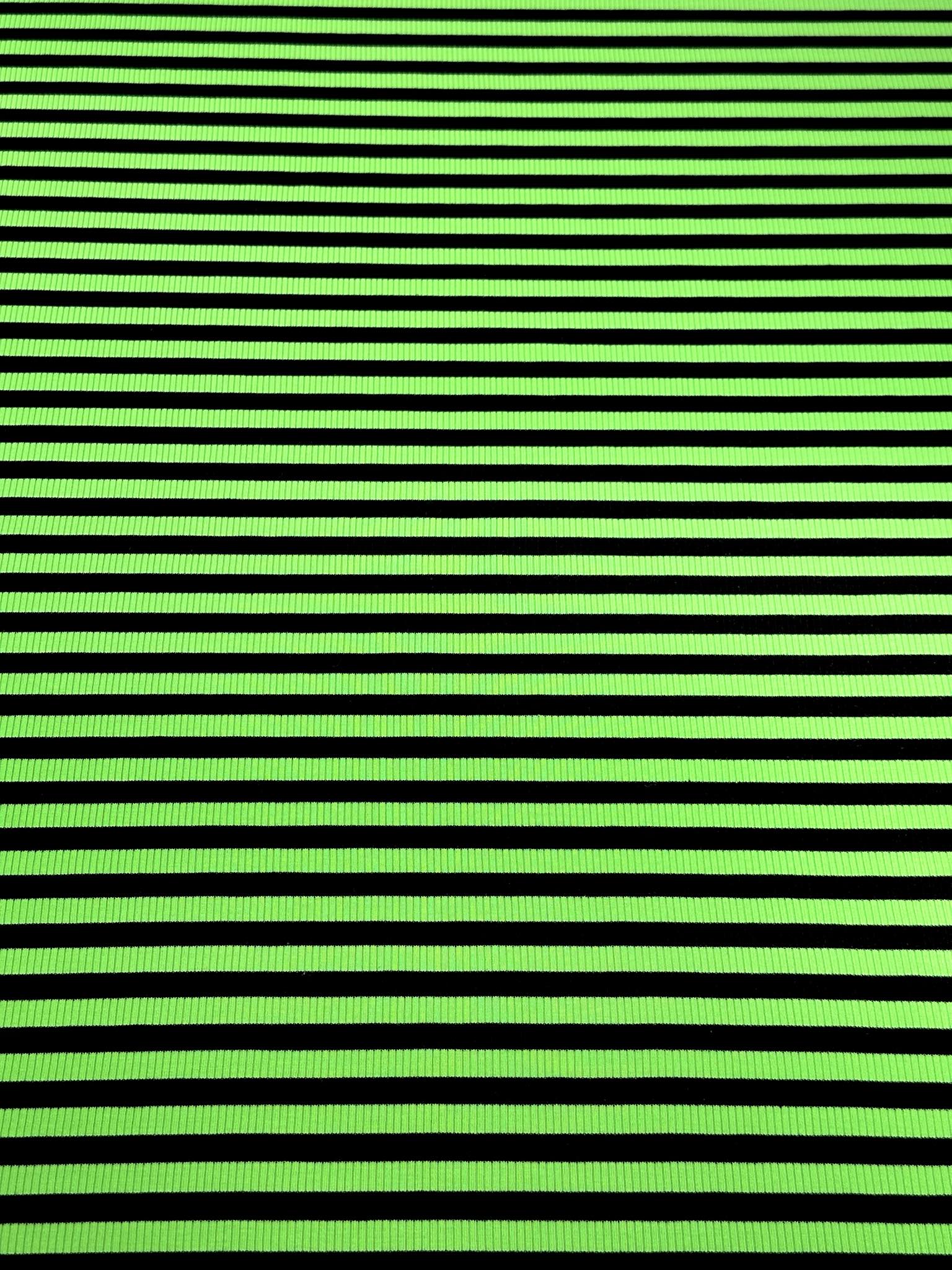 (2X1 RIB) BLACK STRIPES ON GREEN