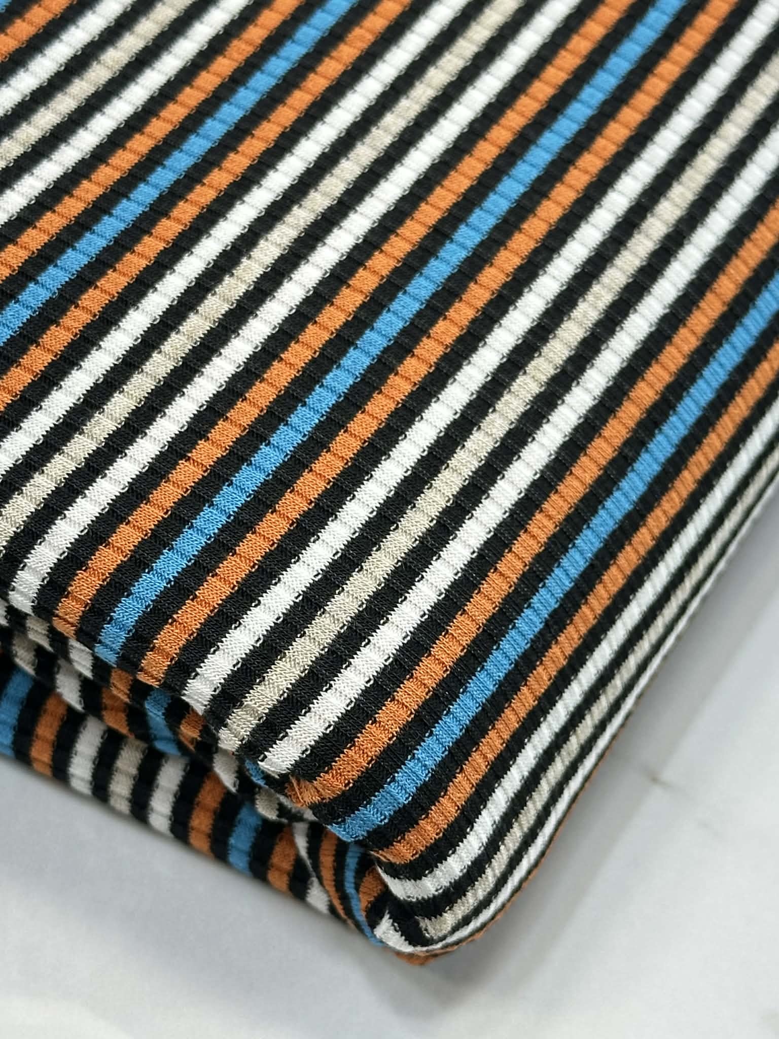 (RIB) TAN, OFF WHITE, BLACK, ORANGE, AND BLUE STRIPES(2)