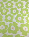 (WAFFLE) BIG LIME GREEN DAISIES ON OFF WHITE