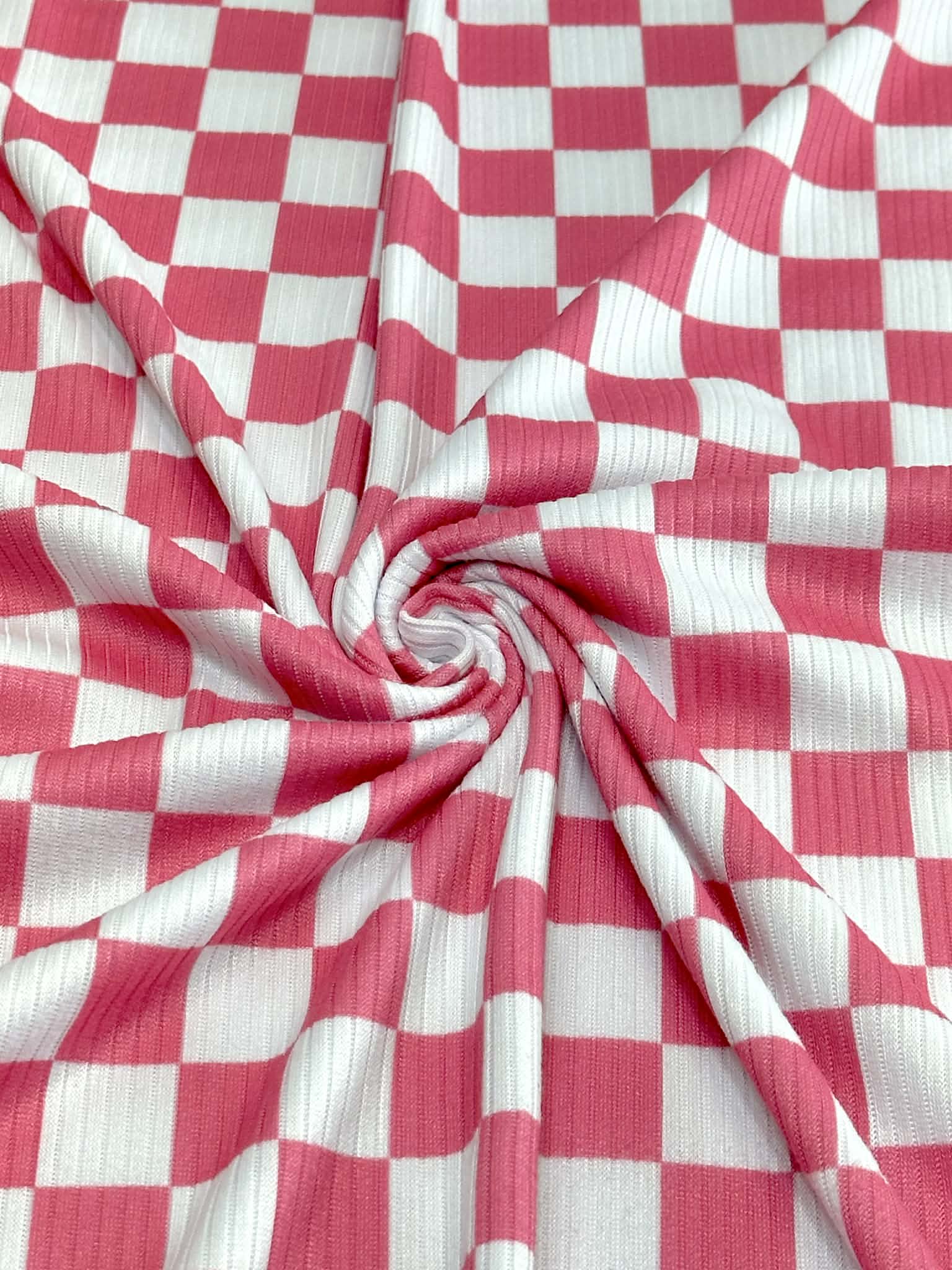 (4X2 YUMMY RIB) NEW PINK AND OFF WHITE CHECKERED