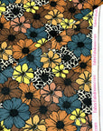 (4X2 RIB) TEAL, YELLOW, BROWN AND LEOPARD CREAM FLOWERS