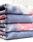 (FRENCH TERRY) NAVY, POWDER RED, AND OFF WHITE TIE DYE