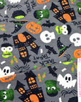 (FRENCH TERRY) TRICK OR TREAT AND PUMPKINS ON GRAY (2)