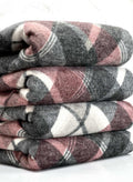 (BRUSHED SWEATER KNIT) BURGUNDY DIAGONAL PLAID