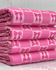 (4X2 RIB) HOT PINK BOWS ON PINK MEDIUM CHECKERED