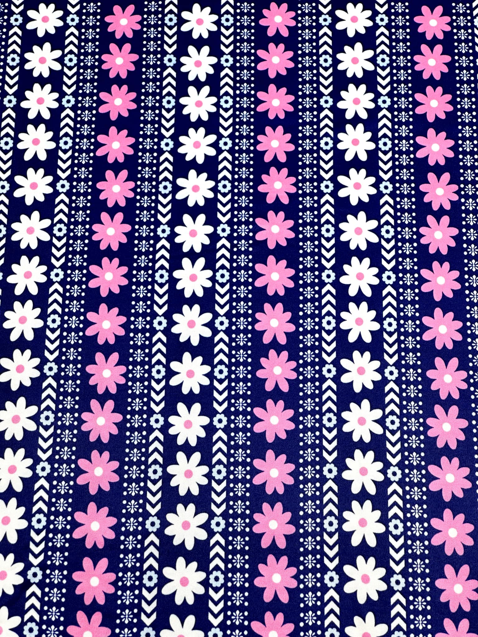 (DBP) PINK AND OFF WHITE FLOWER PATTERN ON NAVY