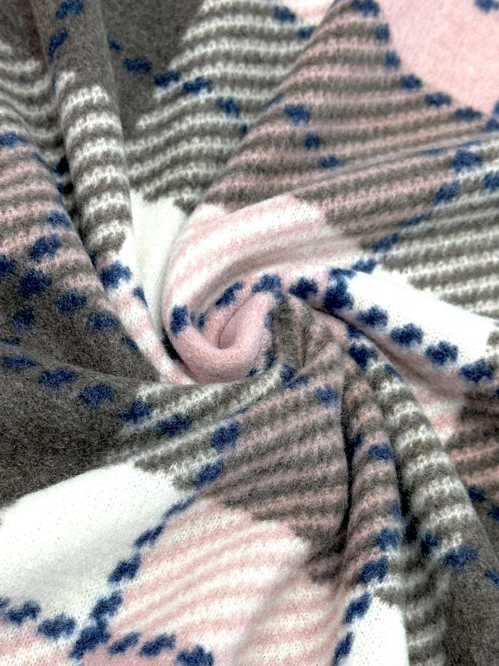 (BRUSHED SWEATER KNIT) BLUSH, BROWN, AND CREAM PLAID (4)