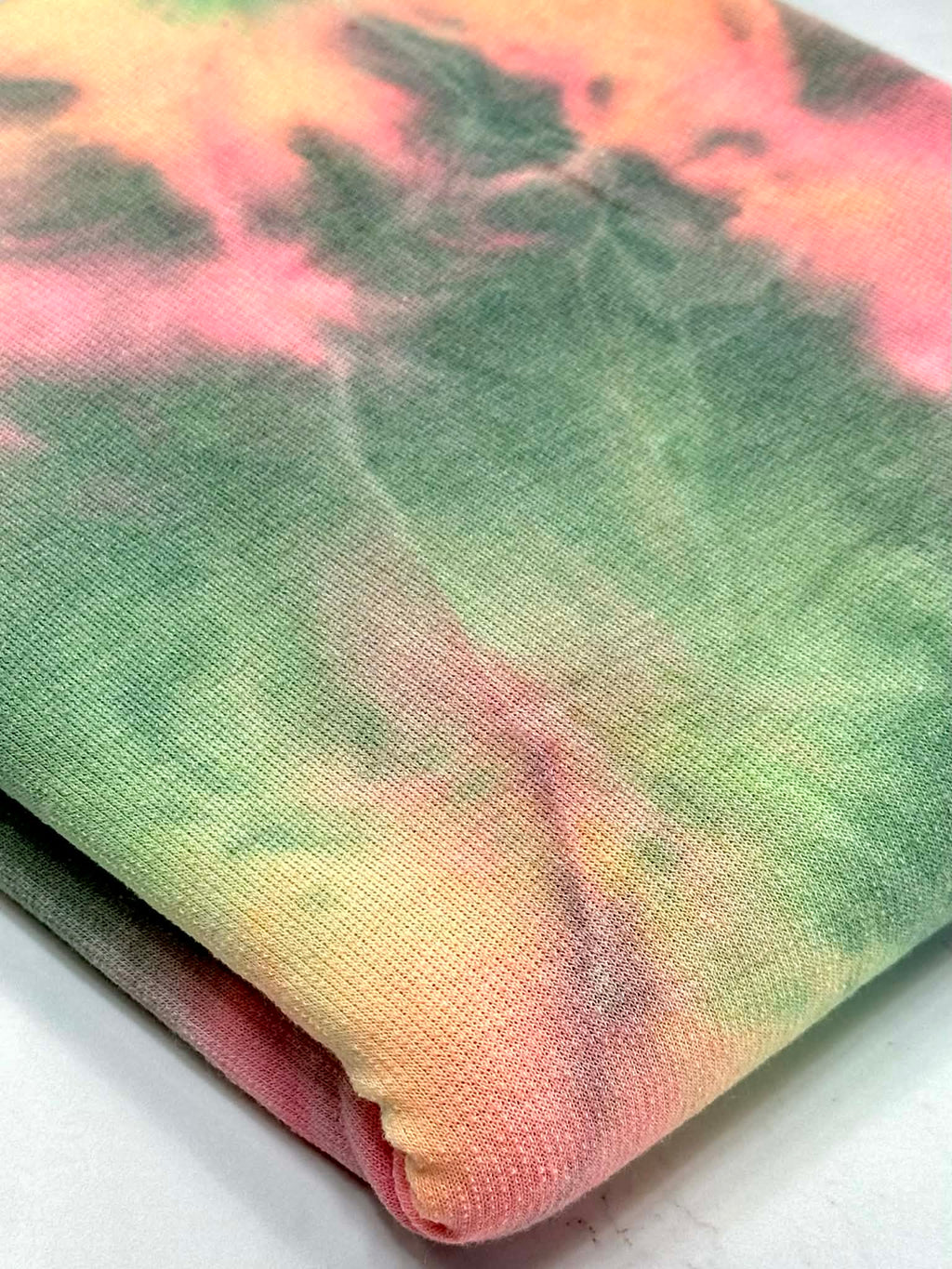 (FRENCH TERRY) GREEN, NEON YELOW AND PINK TIE DYE