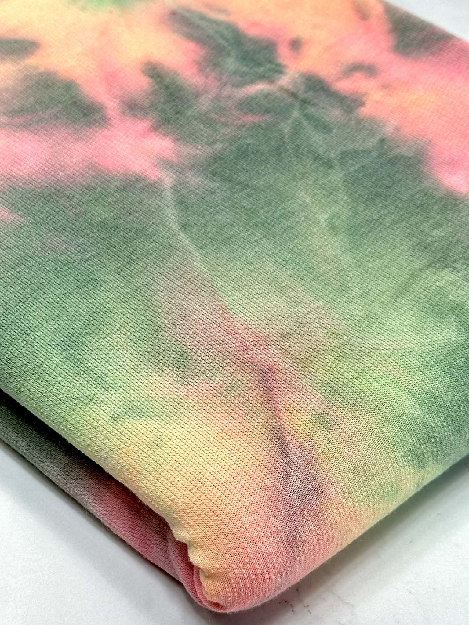 (FRENCH TERRY) GREEN, NEON YELOW AND PINK TIE DYE