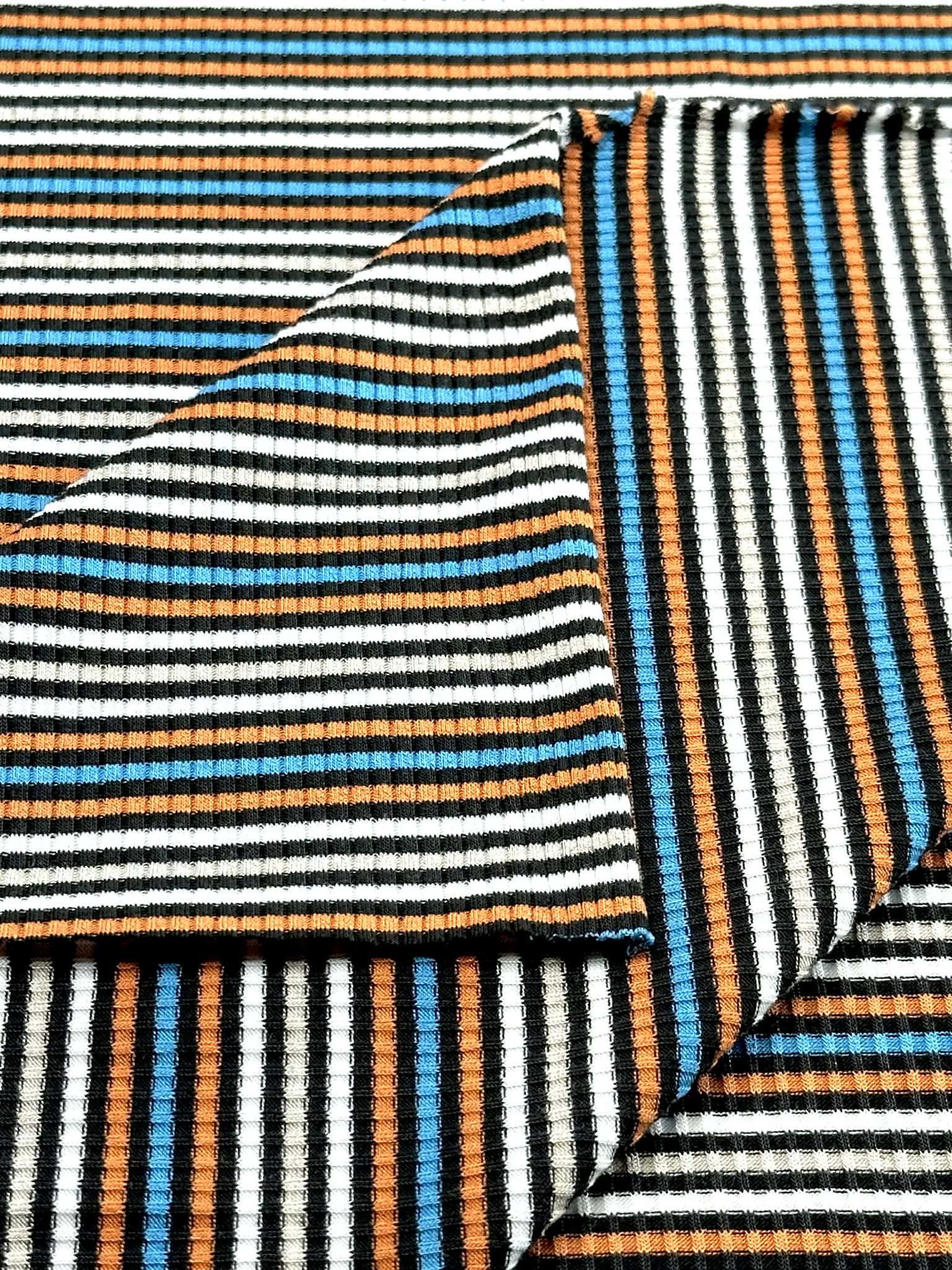 (RIB) TAN, OFF WHITE, BLACK, ORANGE, AND BLUE STRIPES(2)