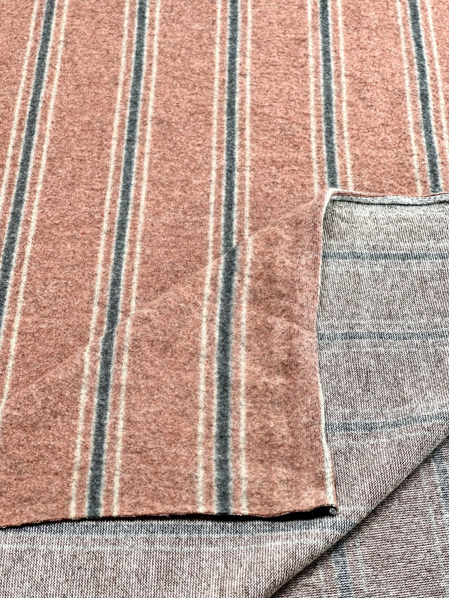 (BRUSHED SWEATER KNIT) BLACK AND TAN STRIPES ON VINTAGE RUST(4)