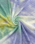 (SWISS DOT) AQUA, YELLOW, PURPLE AND OFF WHITE TIE DYE