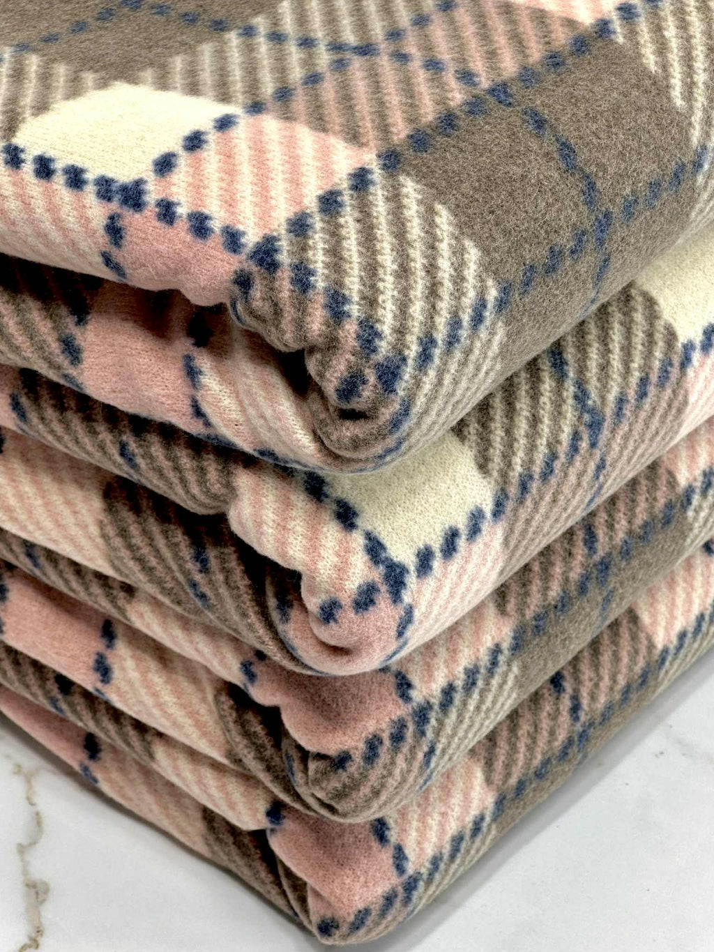 (BRUSHED SWEATER KNIT) BLUSH, BROWN, AND CREAM PLAID (4)