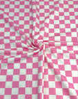 (FRENCH TERRY) PINK AND OFF WHITE CHECKERED