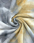 (TEXTURE HORIZONTAL RIB) VINTAGE YELLOW, GRAY AND OFF WHITE TIE DYE