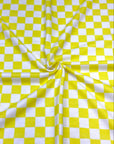 (FRENCH TERRY) YELLOW AND OFF WHITE CHECKERED