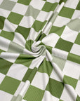 (4X2 RIB) SAGE GREEN AND OFF WHITE CHECKERED