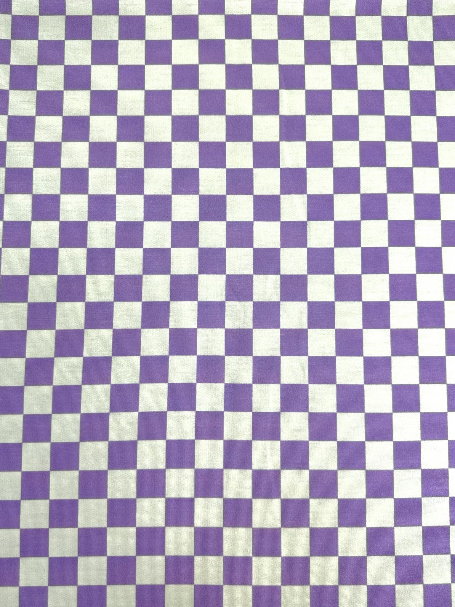 (FRENCH TERRY) LAVENDER AND OFF WHITE CHECKERED