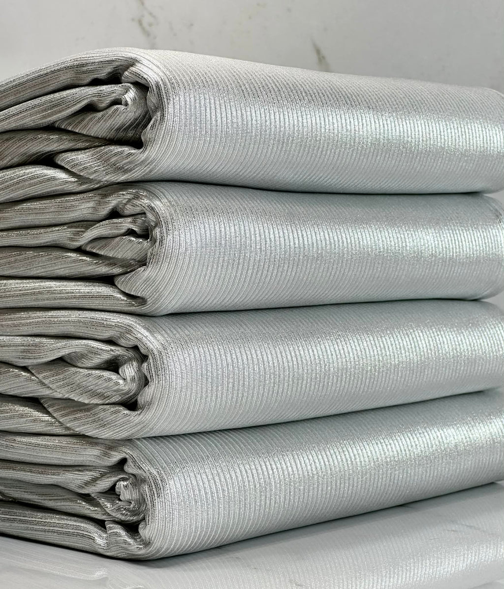 (2X2 RIB) SILVER FOIL ON OFF WHITE