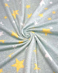(FRENCH TERRY) YELLOW AND OFF WHITE STARS ON VINTAGE GREEN
