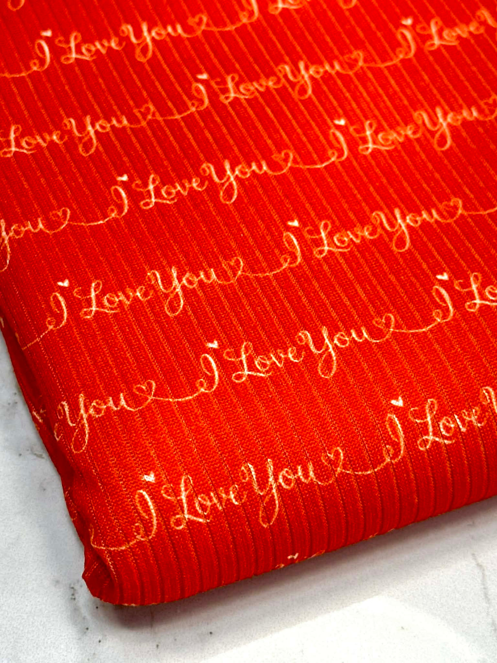 (4X2 YUMMY RIB) I LOVE YOU PRINT ON RED