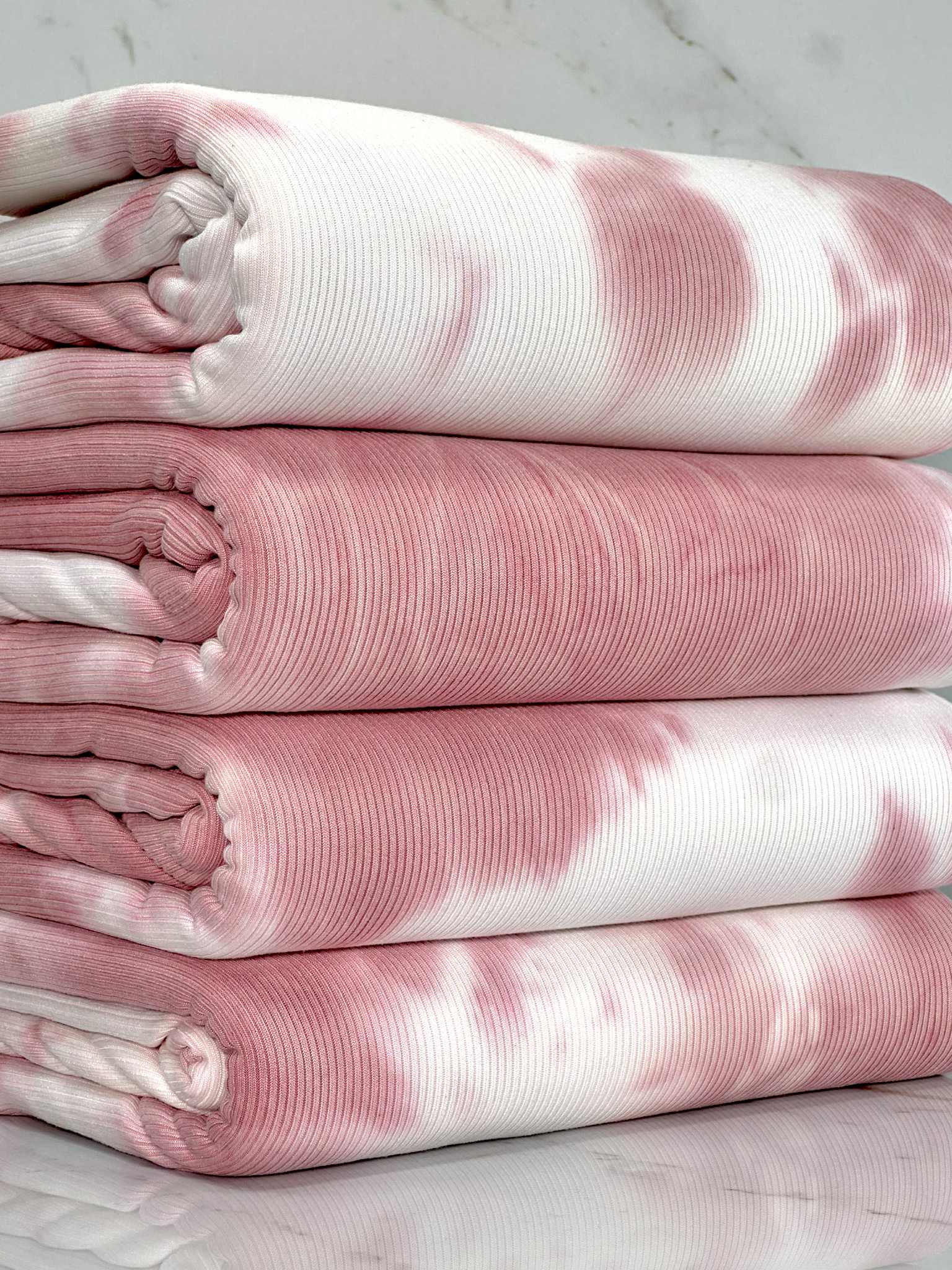 (2X2 RIB) DUSTY ROSE AND OFF WHITE TIE DYE
