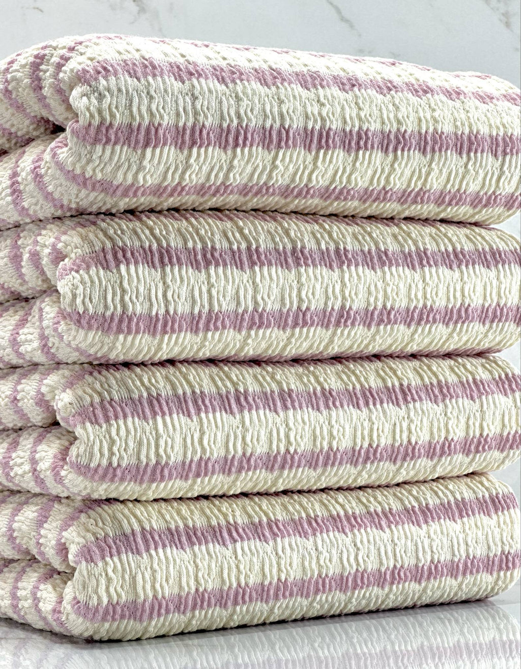 (GUAPO STRIPE) FROSTED LILAC STRIPES ON IVORY