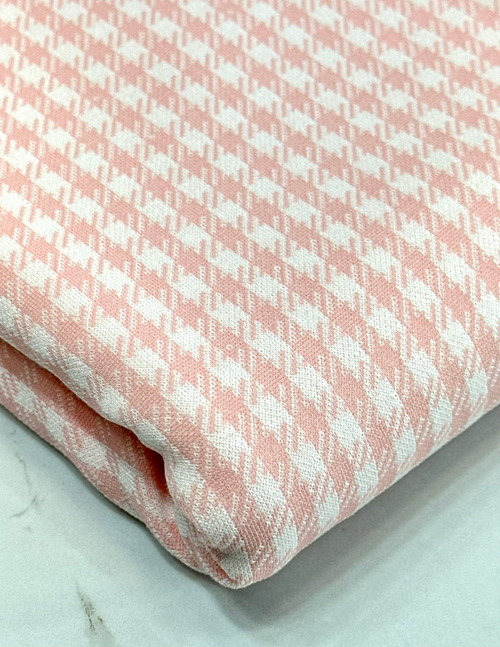 (DOUBLE KNIT) LIGHT PINK AND OFF WHITE GINGHAM (4)