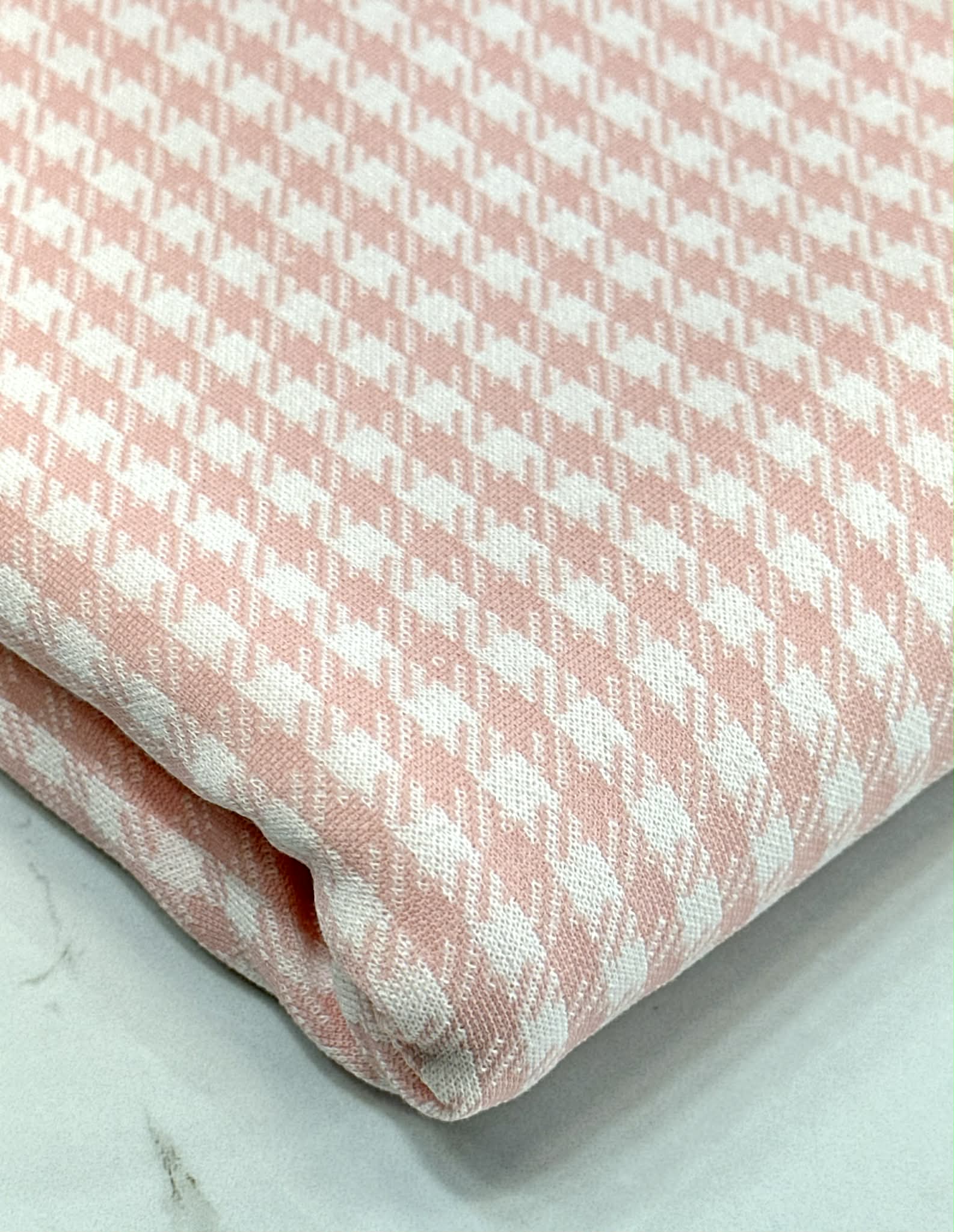 (DOUBLE KNIT) LIGHT PINK AND OFF WHITE GINGHAM (4)