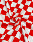 (YUMMY RIB) RED AND OFF WHITE CHECKERED