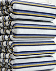 (COTTON RIB) NAVY, YELLOW, AND BLUE STRIPES ON OFF WHITE
