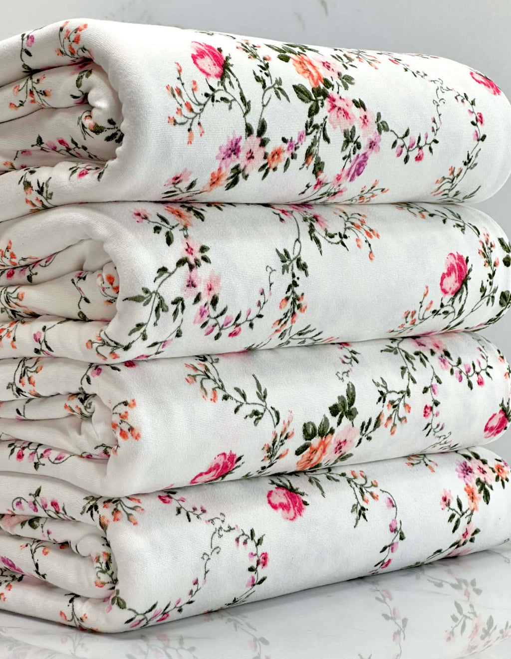 (DBP) BLUSH, CORAL AND PURPLE FLORAL ON IVORY