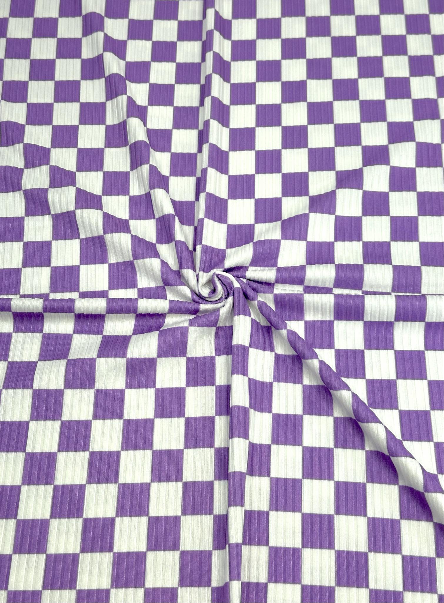 (YUMMY RIB) LAVENDER AND OFF WHITE CHECKERED